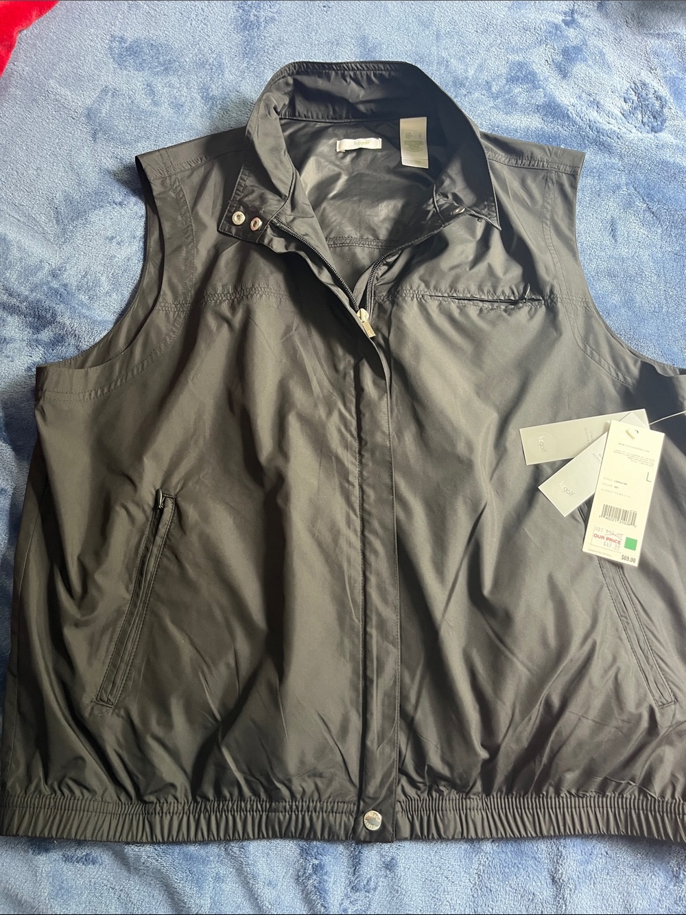 Lizgolf Black Sleeveless Zip-Front Golf Vest water repellent, stain resistant